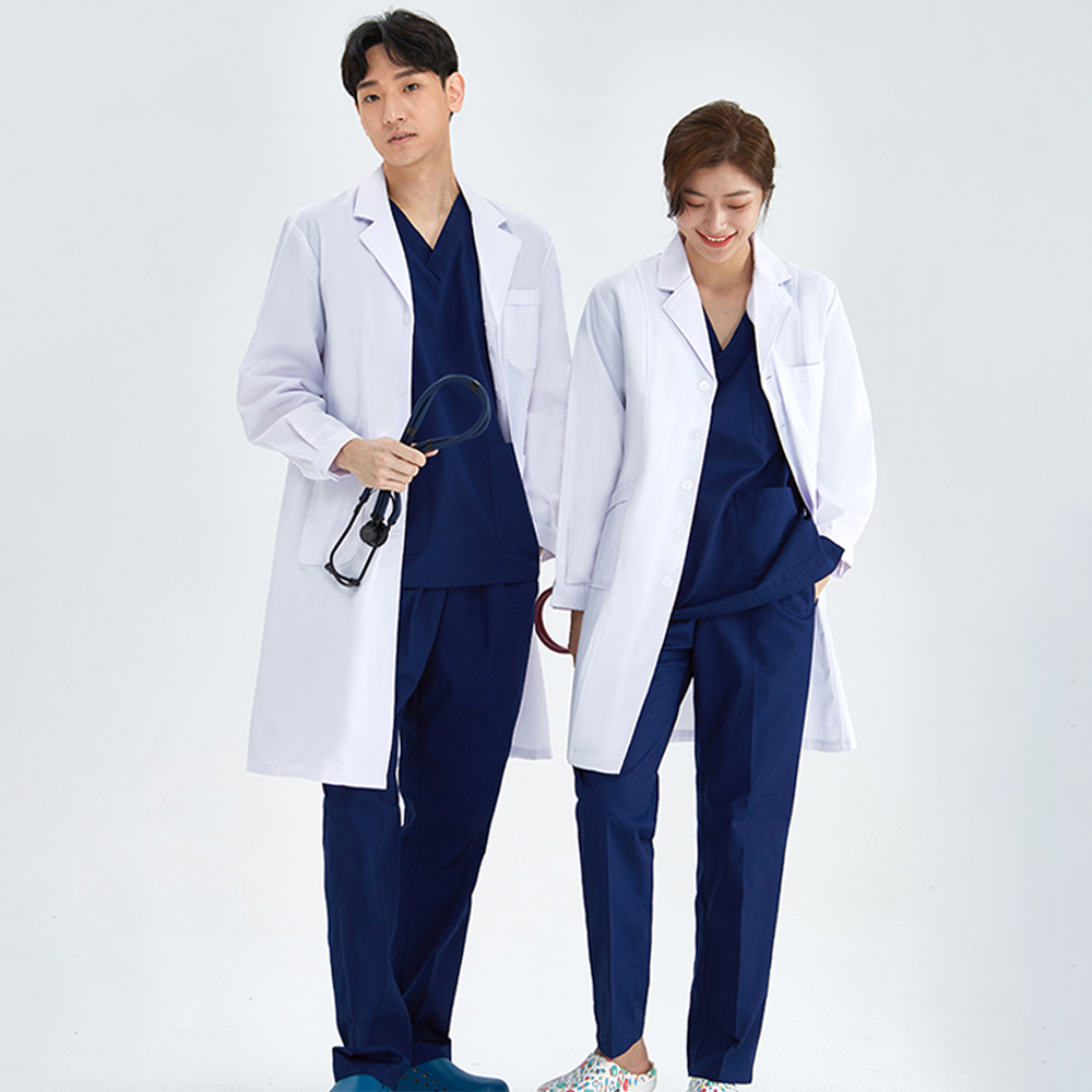 Medical Lab Coats - Unisex เสื้อสีขาว Lab Coat แพทย์โรงพยาบาล Slim