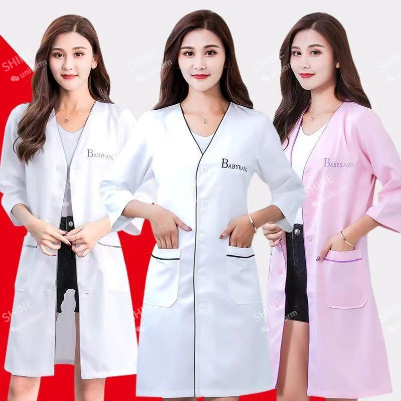 Medical Lab Coats - ความงามเครื่องแบบช่างเสริมสวย Custom LogoSkin manager เสื้อผ้าทํางานสปาสีขาวแขนสั้นเสื้อ lab