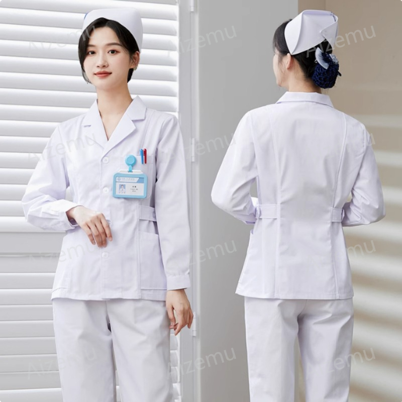 ชุดยูนิฟอร์มพยาบาลแขนยาวสีขาวใ - Medical Lab Coats บทวิจารณ์และราคา