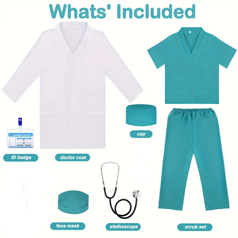 7PCS เด็กหมอพยาบาลคอสเพลย์ชุดเ - Medical Lab Coats บทวิจารณ์และราคา
