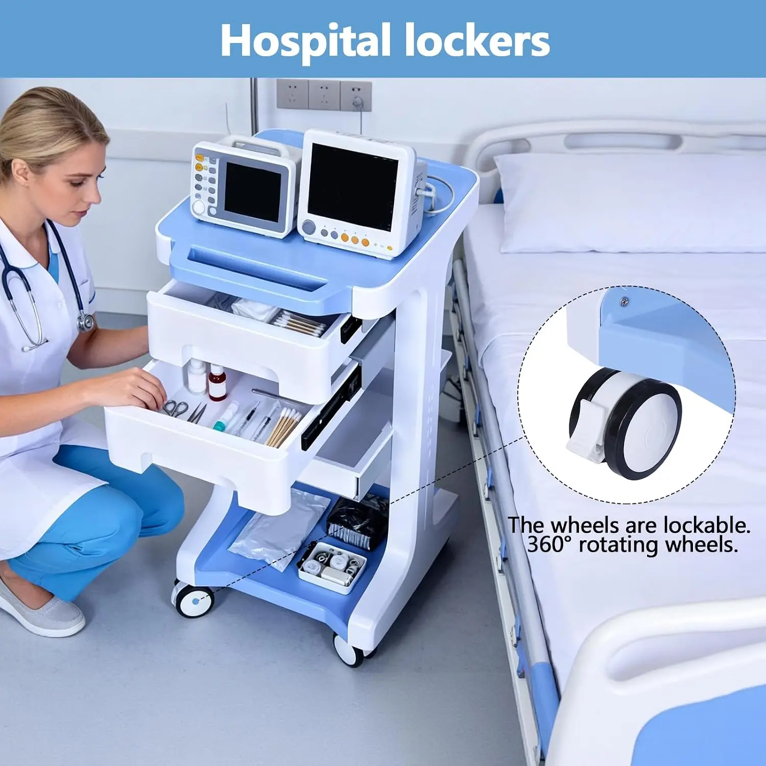 รถเข็นแพทย์ 3 ชั้น พร้อมลิ้นชั - Medical Lab Ultrasound บทวิจารณ์และราคา