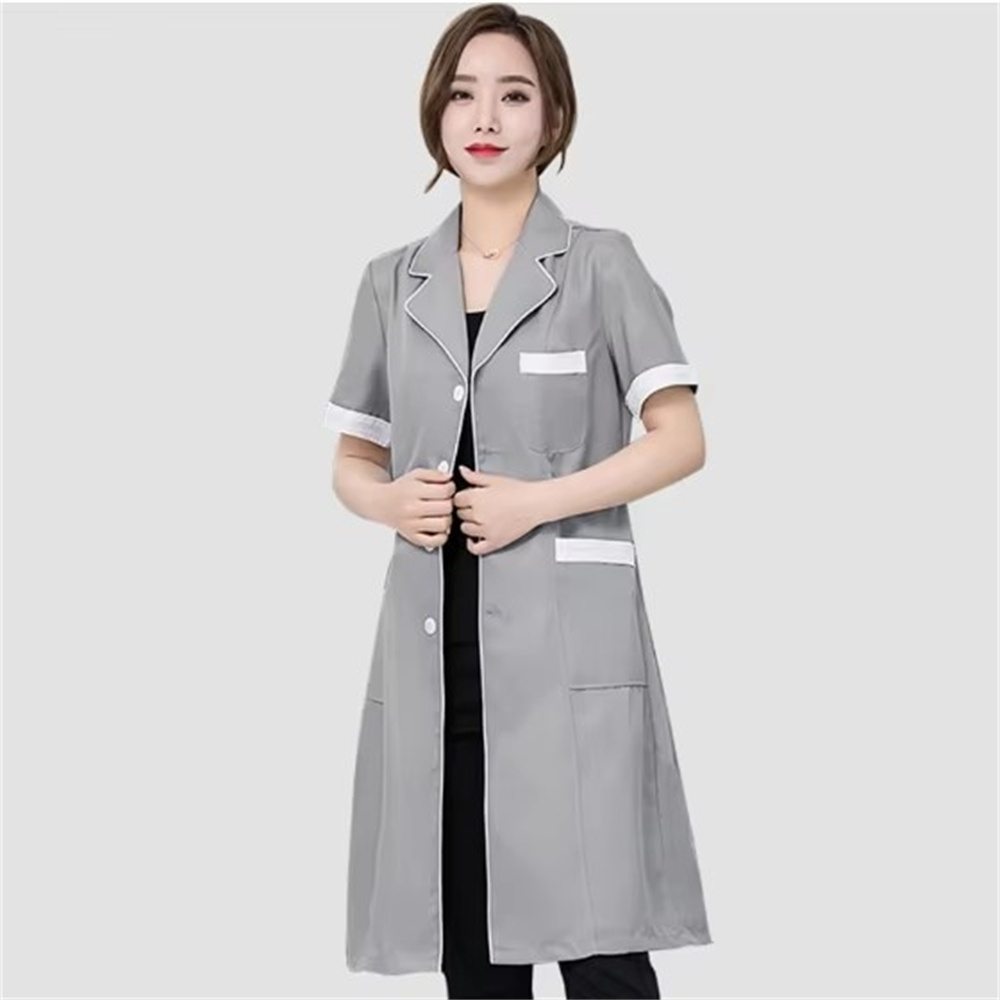คุณภาพสูงสีเทาสีทึบบางง่ายต่อต - Medical Lab Coats บทวิจารณ์และราคา